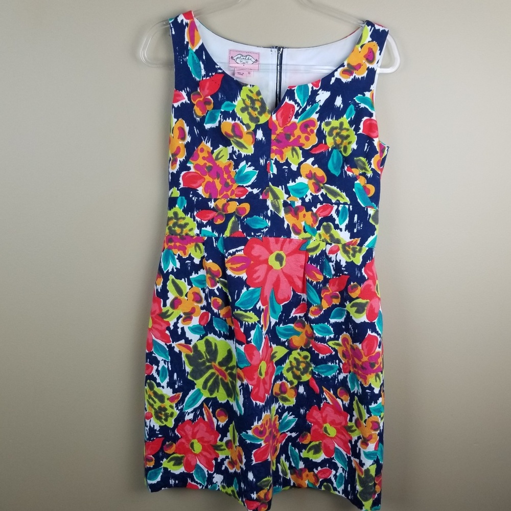 Phoebe Couture Floral Pleated Sheath Dress 10